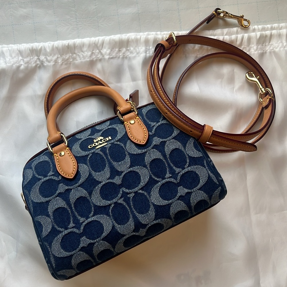 Coach Mini Rowan Crossbody Bag In Signature Denim